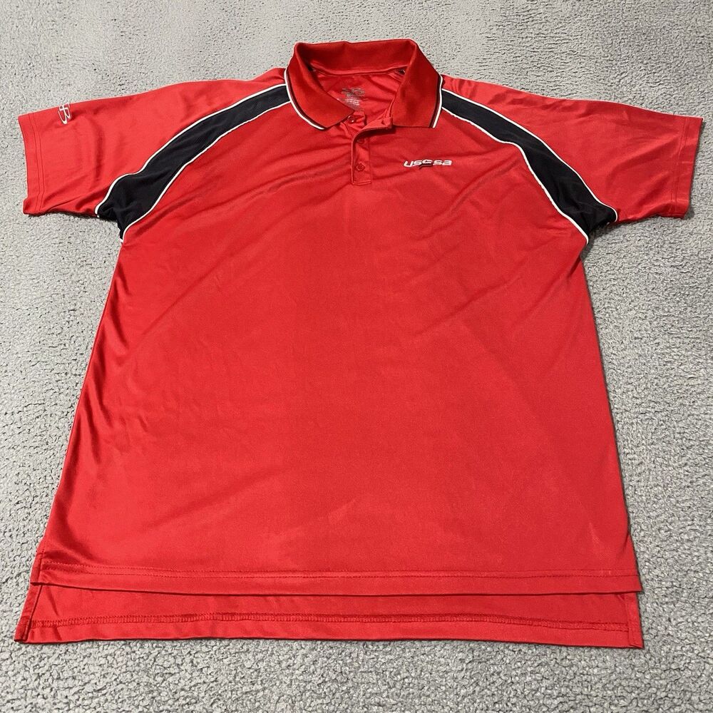 USSSA Boombah Polo Shirt Mens 2XL XXL Red Black Baseball Softball Performance